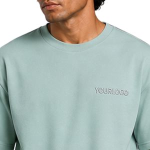 Mint Green Mens Oversized <b>T</b> <b>Shirt</b> And Shorts Set Custom Logo Crew Neck Short Sleeve Casual Streetwear Summer Two Piece Outfit - Product Image 5