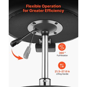 Taburete Ergonómico con Ruedas y Respaldo, Capacidad de 500 Libras, Altura Ajustable, Asiento de Cuero PU con Cojín Grueso, Giratorio 360 Grados - Product Image 4