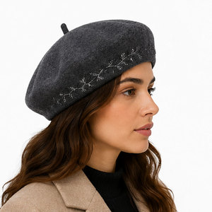 Premium Merino Wool <b>Beret</b> Hat-Classic Felt Design with Delicate Embroidery Lightweight & Adjustable for Winter Outdoor Use - Product Image 3