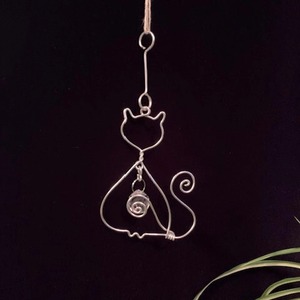 Cat Shape Metal And Crystal Sun Catcher Hanging Decor For Home <b>Window</b> Garden Balcony Cute Pet <b>Light</b> Catching Gift Art Piece - Product Image 3