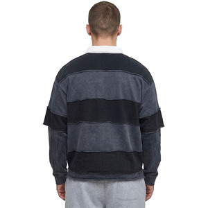 Camisas de hombre de algodón grueso con paneles desgastados y cuello, corte holgado oversize, estilo streetwear, personalización de marca, fabricación OEM, suministro a granel - Product Image 3