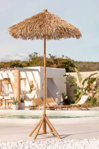 Factory Price Bamboo <b>Umbrella</b> <b>Base</b> Patio Outdoor Beach Resort Palm Leaf <b>Umbrella</b> with Bamboo <b>Stand</b> Made in Vietnam - Product Image 3