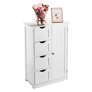 White Single Door Bathroom Storage Cabinet with 4 Drawers Practical for Organizing Your Space - Product Image 2