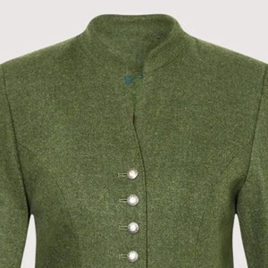 Green Woolen Mandarin Collar Jacket Single Breasted Solid Color Slim Fit Regular Sleeve Autumn Formal Men's Shirt Jacket - Product Image 2