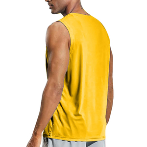 Débardeur Homme Jaune Sans Manches Col Rond Tricoté Uni Respirant Séchage Rapide Décontracté Style Musculaire 100% Coton 220g - Product Image 5