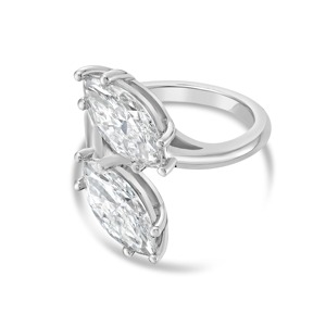 4 CT Lab Grown Two <b>Emerald</b> Cut Moissanite 925 <b>Silver</b> Rhodium Plated Engagement <b>Ring</b> for Women-Gift & Party - Product Image 1
