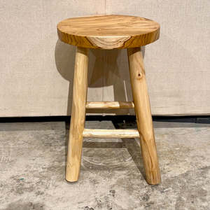 Rustic Wooden <b>Stool</b> Solid Wood <b>Round</b> Seat Handmade Modern Design Home Furniture Living Room Decor - Product Image 2