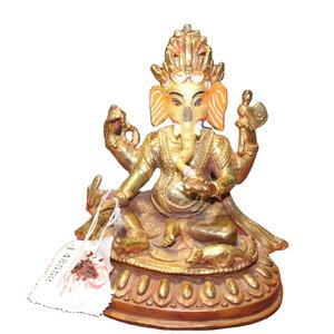 Statue religieuse indienne de haute qualité fabriquée à la main Sculpture en métal en Bronze tibétain d'artefacts bouddhistes de finition Antique Ganesha - Product Image 5