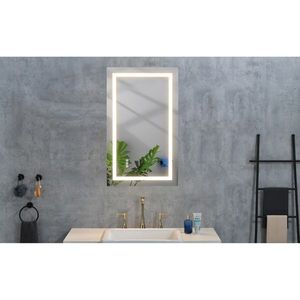 Specchio LED Intelligente da Bagno 40x28 Pollici, Montaggio a Parete con Illuminazione Frontale e Posteriore, Antiappannamento, Memoria e Pulsante Smart Touch - Product Image 1