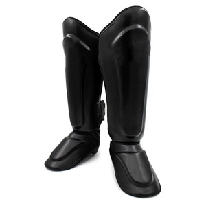 Protège-tibias en cuir PU pour MMA, protège-jambes de kickboxing respirants et ajustables avec fermeture auto-agrippante, protections de pieds - Product Image 2