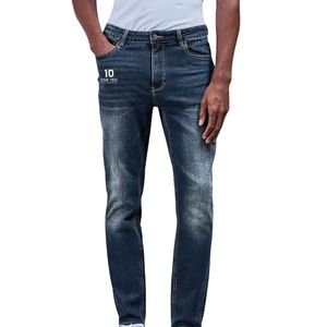 Jean en denim délavé coupe droite tendance, pantalon décontracté moderne, pantalon en coton confortable, jean durable à cinq poches, automne-été - Product Image 1