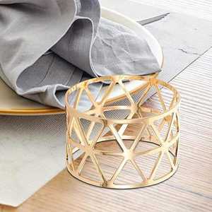 Anneau de serviette en or plaqué de haute qualité, design découpé au laser, décoration de table, luxe, pas cher, en gros - Product Image 4