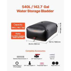 Réservoir d'eau portable pliable en PVC de grande capacité 142,7 gallons, réservoir d'hydratation, réservoir d'urgence étanche, modèle D0100XFPUTV - Product Image 2