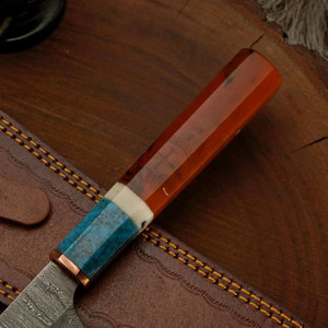 Cuchillo de Chef Profesional de Acero Damasco y Cobre OEM ODM al por Mayor, Hecho a Mano, Herramienta de Cocina con Mango de Resina de 13 Pulgadas, Apto para Lavavajillas - Product Image 5