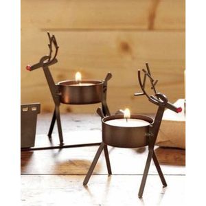 Wholesale Metal <b>Reindeer</b> Candle Holder <b>Christmas</b> Tealight Stand Vintage Iron Deer Candelabra For Home Table Decor Candle Stand - Product Image 1