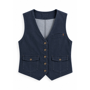 Gilet en jean vintage pour femme avec bords bruts, commandes de marques privées à faible MOQ pour les détaillants de vêtements aux États-Unis - Product Image 3