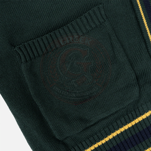 Cardigan en tricot vert foncé pour homme, manches longues, bordure contrastée, couleur unie, fermeture boutonnée, pull pour homme. - Product Image 6