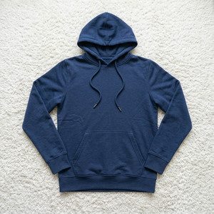 Sudadera con Capucha Azul Marino para Hombre, Sudadera Informal Lisa con Bolsillo Canguro, Sudadera con Logotipo Personalizado, Sudadera de Mezcla de Algodón, Estilo Urbano - Product Image 3