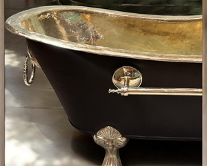 Bañera de Hidromasaje de Lujo Hecha a Mano con Patas de Latón, Exterior Negro, Independiente, para Villas de Lujo, Hoteles y Resorts - Product Image 2