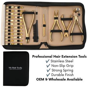 Complete Hair Extension Kit Keratin Bond Cutter Microbeads Remover Hair Pull Loop Tool Curved <b>Needles</b> Mini Scissor Raxine <b>Case</b> - Product Image 5