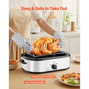 18QT <b>Electric</b> Countertop Roaster Oven with Self-Basting Lid 150-450 Fahrenheit Adjustable Temperature Cool Roasting <b>Pan</b> - Product Image 5