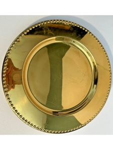 Assiettes de présentation en métal doré avec finition texturée pour une table de dîner élégante, un banquet de mariage, une réception ou une fête - Product Image 2