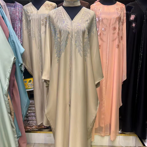 Abaya de Alta Calidad, Modesta, Estilo Dubái, con Cuentas y Lentejuelas, Manga Larga, Tradicional Musulmana, Hecha a Mano, para Boda, Transpirable, Cuello en V, para Mujer - Product Image 1