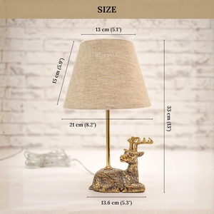 Luxury design antique brass Deer <b>Table</b> Lamp Modern Reindeer Base Linen Shade Creative Animal <b>Bedside</b> Light Bedroom decor - Product Image 2
