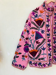Handmade Velvet Suzani <b>Kimono</b> <b>Jacket</b> Front Pocket | Autumn/Winter Eco-Friendly Breathable Quilted Quick-Dry Anti-Wrinkle 100% - Product Image 3