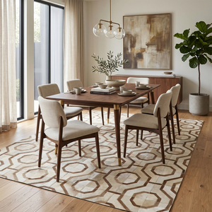 Octave Link Beige <b>Brown</b> Hand Tufted Wool Rug Modern Interlocking Geometric Non-Slip Eco-Friendly Living Room Bedroom Hotel - Product Image 4