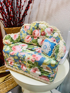 Cubierta para Caja de Pañuelos con Diseño Floral, Portapañuelos de Mesa con Forma de Sofá y Ribete de Encaje, Decoración Floral para Sala de Estar - Product Image 6