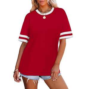 T-shirts amples à col rond en polyester/coton pour femmes – Respirants, doux, décontractés, style streetwear, vierges, vente en gros - Product Image 1