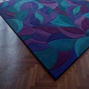 Blue Multi Wool Area Rug Irregular Shape Modern Artistic Hand Tufted Carpet Vibrant Designer Rug for Living Room Bedroom Decor - Product Image 3