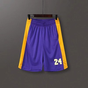 Short de basketball pour homme, collection été, avec empiècements latéraux violet et jaune, en maille respirante, taille élastique, imprimé numéro 11, longueur mi-cuisse - Product Image 4
