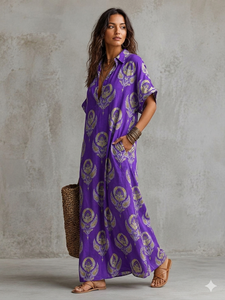 Kaftan Kurta pour femme avec imprimé motif violet - Product Image 5