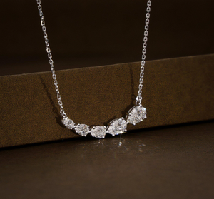 14K Gold Plated Sterling Silver Pear Cut Luxury Women's IGI Certified Wedding Party Anniversary <b>Gift</b> Pendant Necklace - Product Image 3