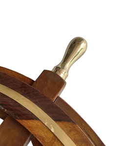 Volant de navire décoratif léger de 24 pouces avec poignées en laiton pour montage mural, bureau, étagère, maison, thème maritime polyvalent - Product Image 3