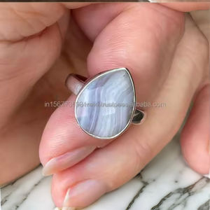 Anillo de ágata de encaje azul de la mejor calidad, anillo de Plata de Ley 925, anillo de ágata de encaje azul, Plata de Ley sólida, ágata de encaje azul de alta calidad - Product Image 6