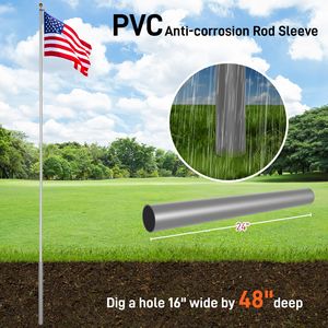 Kit Asta Portabandiera Sezionale in Alluminio Extra Spessa da 30FT, Resistente, 5x3, Confezione Scatola Pennant USA per Montaggio a Terra - Product Image 6