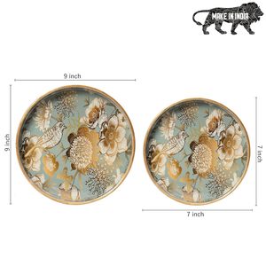 Handmade Round Wooden Enamel-Coated Tray <b>Set</b> of 2 Multipurpose Resin Serving Trays for Kitchen & <b>Dining</b> Decor - Product Image 4