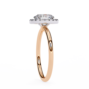 Anillo de Compromiso Ovalado de Moissanita con Halo de Oro Rosa y Diamante Creado en Laboratorio - Product Image 3