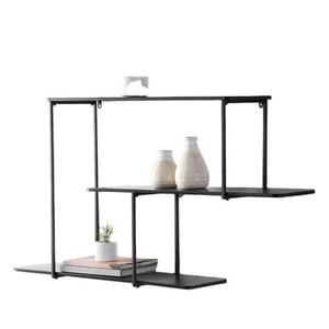 Rustic Wood Wall Shelf Single Tier <b>Cast</b> Iron Bracket Mounted Storage Tray for Living Room wall shelf - Product Image 5