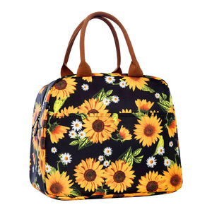 Sac à déjeuner isotherme à motif tournesols Wilson pour femme, boîte à déjeuner réutilisable, sac fourre-tout avec bandoulière réglable - Product Image 1