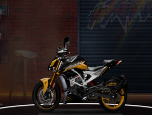 Motocicleta TVS "APACHE RTR 310" con diseño deportivo estilo Scrambler en rojo, negro, plateado y azul intenso. - Product Image 4