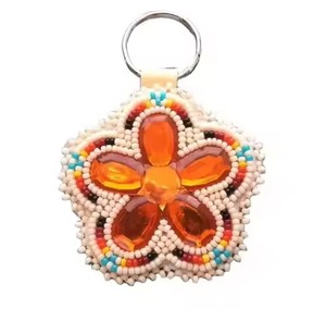 Stylish Seed Beads Beaded Embroidery Keychain Design Handmade Seed Beads Embroidered Keychain Fashion Style - Product Image 4