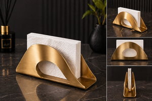 Modern Metal Tissue Box Holder Modern Gold Floral Napkin Holder Decorative Tabletop Tissue Organizer - Product Image 6