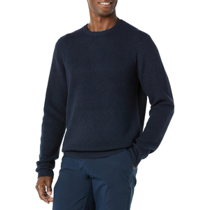 Pull en tricot à col rond pour homme, gris uni, manches longues, 100% acrylique, vêtement d'hiver respirant, épaisseur standard - Product Image 4