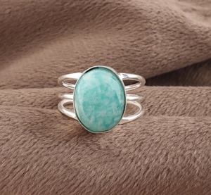Anillo de Amazonita Natural en Plata de Ley 925, Joyería Artesanal con Piedras Preciosas, Regalo para Mujer - Product Image 1