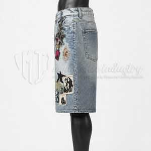 Pantalones Cortos de Mezclilla Personalizados Ecológicos de Estilo Urbano para Hombre |   Pantalones Cortos Anchos de Algodón Orgánico Estilo Urbano OEM ODM - Product Image 5