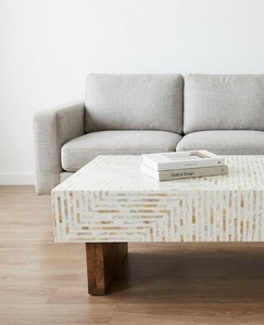 Table basse rectangulaire en nacre faite à la main, design moderne, écologique, pour salon - Product Image 6